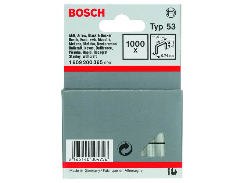 bos-1609200365-bosch-1-609-200-365-11-4mm-x-0-74mm-x-8mm-staples-pack-of-10-01.jpg Bosch 1.609.200.365 11.4mm x 0.74mm x 8mm Staples - Pack of 1000 - Image 1