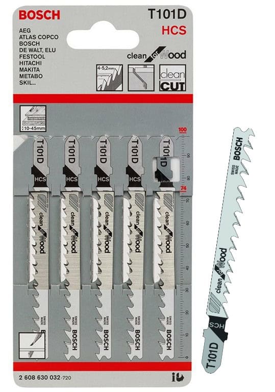 bos-2-608-630-032-bosch-t101d-100mm-hcs-wood-jigsaw-blades-pack-of-5-01.jpg Bosch T101D 100mm HCS Wood Jigsaw Blades - Pack of 5 - Image 1