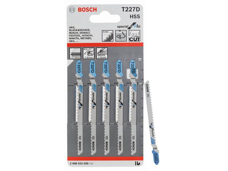 bos-2-608-631-030-bosch-t227d-100mm-hss-jigsaw-blades-pack-of-5-01.jpg Bosch T227D 100mm HSS Jigsaw Blades - Pack of 5 - Image 1