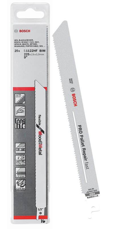 bos-2-608-656-270-bosch-s1122hf-225mm-10tpi-reciprocating-saw-blades-pack-of-2-01.jpg Bosch S1122HF 225mm 10TPI Reciprocating Saw Blades - Pack of 25 - Image 1