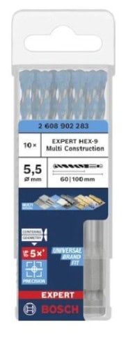 bos-2-608-902-283-bosch-2-608-902-283-5-5mm-x-60mm-x-100mm-multi-construction-01.jpg Bosch 2.608.902.283 5.5mm x 60mm x 100mm Multi Construction Drill Bit - Pack of 10 - Image 1