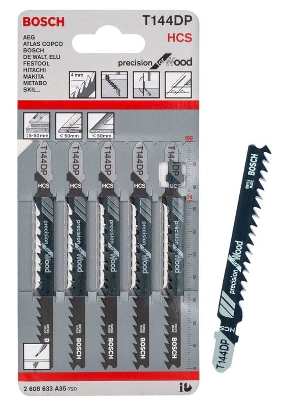 bos-2-609-256-726-bosch-t144dp-100mm-hcs-wood-jigsaw-blades-pack-of-5-01.jpg Bosch T144DP 100mm HCS Wood Jigsaw Blades - Pack of 5 - Image 1