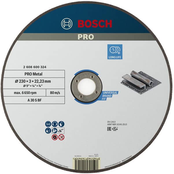 bos-2608600324-bosch-2-608-600-324-230mm-x-3mm-x-22-23mm-metal-cutting-disc-01.jpg Bosch 2.608.600.324 230mm x 3mm x 22.23mm Metal Cutting Disc - Image 1