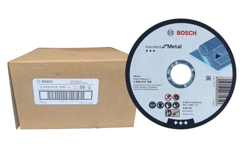 bos-2608619769-bosch-2-608-619-768-125mm-x-1mm-x-22-23mm-straight-cutting-d-01.jpg Bosch 2.608.619.768 125mm x 1mm x 22.23mm Straight Cutting Disc - Pack of 50 - Image 1
