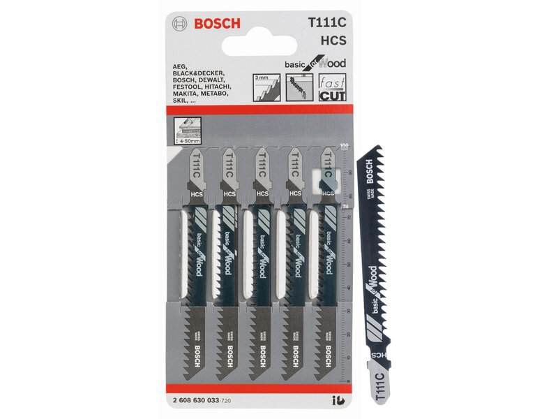bos-2608630033-bosch-t111c-100mm-hcs-jigsaw-blades-pack-of-5-01.jpg Bosch T111C 100mm HCS Jigsaw Blades - Pack of 5 - Image 1