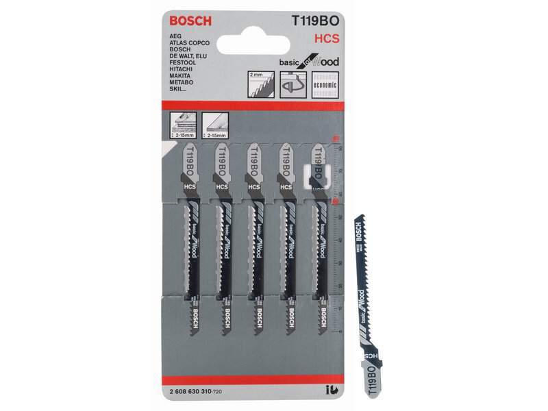 bos-2608630310-bosch-t119bo-83mm-hcs-jigsaw-blades-pack-of-5-01.jpg Bosch T119BO 83mm HCS Jigsaw Blades - Pack of 5 - Image 1