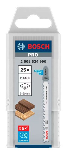 bos-2608634990-bosch-t144df-100mm-bim-jigsaw-blades-pack-of-25-01.jpg Bosch T144DF 100mm BIM Jigsaw Blades - Pack of 25 - Image 1