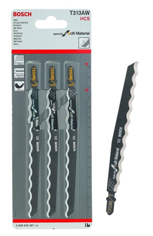 bos-2608635187-bosch-t313aw-152mm-hcs-jigsaw-blades-pack-of-3-01.jpg Bosch T313AW 152mm HCS Jigsaw Blades - Pack of 3 - Image 1