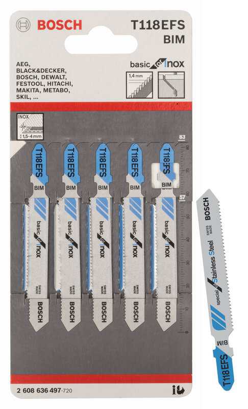 bos-2608636497-bosch-t118efs-83mm-bim-jigsaw-blades-pack-of-5-01.jpg Bosch T118EFS 83mm BIM Jigsaw Blades - Pack of 5 - Image 1