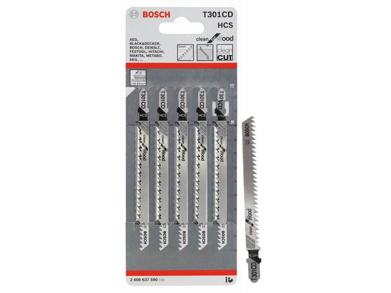 bos-2608637590-bosch-t301cd-117mm-wood-jigsaw-blades-pack-of-5-01.jpg Bosch T301CD 117mm Wood Jigsaw Blades - Pack of 5 - Image 1