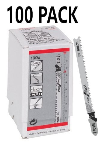 bos-2608637876-bosch-t101b-100mm-wood-jigsaw-blades-pack-of-100-01.jpg Bosch T101B 100mm Wood Jigsaw Blades - Pack of 100 - Image 1