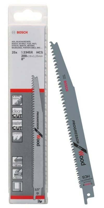 bos-2608650463-bosch-s2345x-200mm-6-10tpi-reciprocating-saw-blades-pack-of-01.jpg Bosch S2345X 200mm 6-10TPI Reciprocating Saw Blades - Pack of 25 - Image 1