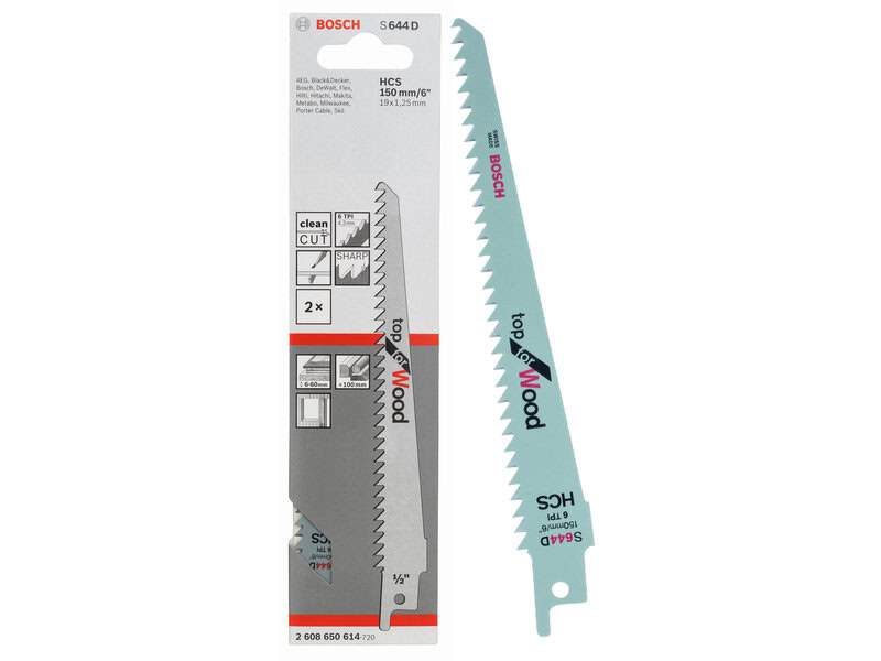 bos-2608650673-bosch-s644d-150mm-6tpi-reciprocating-saw-blades-pack-of-5-01.jpg Bosch S644D 150mm 6TPI Reciprocating Saw Blades - Pack of 5 - Image 1