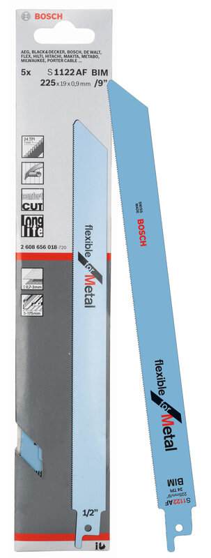 bos-2608656018-bosch-s1122af-225mm-24tpi-metal-reciprocating-saw-blades-pac-01.jpg Bosch S1122AF 225mm 24TPI Metal Reciprocating Saw Blades - Pack of 5 - Image 1
