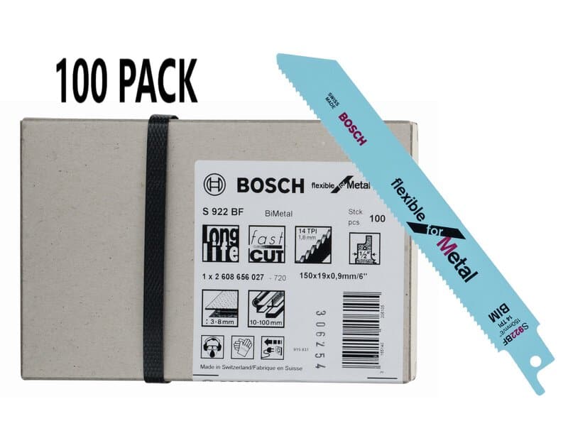 bos-2608656027-bosch-s922bf-150mm-14tpi-reciprocating-saw-blades-pack-of-10-01.jpg Bosch S922BF 150mm 14TPI Reciprocating Saw Blades - Pack of 100 - Image 1