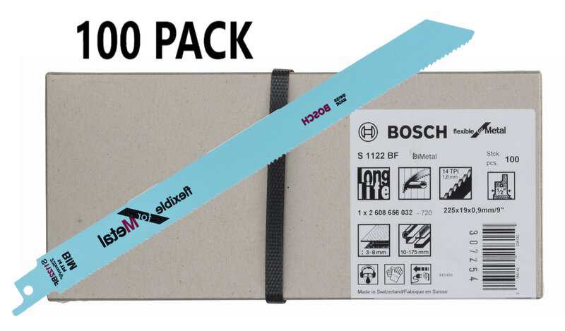 bos-2608656032-bosch-s1122bf-225mm-14tpi-reciprocating-saw-blades-pack-of-1-01.jpg Bosch S1122BF 225mm 14TPI Reciprocating Saw Blades - Pack of 100 - Image 1