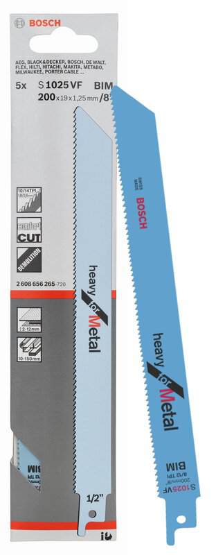bos-2608656265-bosch-s1025vf-200mm-10-14tpi-reciprocating-saw-blades-pack-o-01.jpg Bosch S1025VF 200mm 10-14TPI Reciprocating Saw Blades - Pack of 5 - Image 1