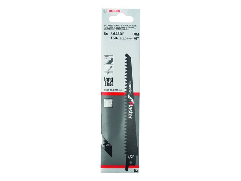 bos-2608656274-bosch-s628df-150mm-6tpi-reciprocating-saw-blades-pack-of-5-01.jpg Bosch S628DF 150mm 6TPI Reciprocating Saw Blades - Pack of 5 - Image 1