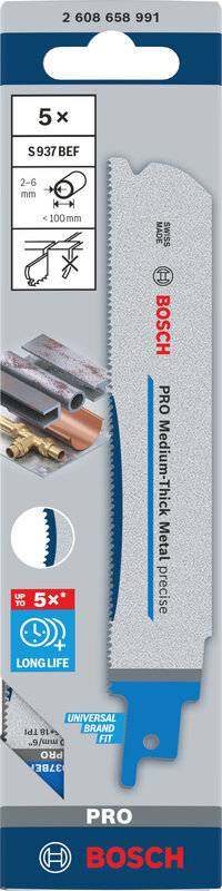 bos-2608658991-bosch-s937bef-150mm-metal-reciprocating-saw-blades-pack-of-5-01.jpg Bosch S937BEF 150mm Metal Reciprocating Saw Blades - Pack of 5 - Image 1