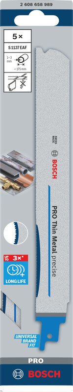 bos-2608658994-bosch-s1137bef-225mm-metal-reciprocating-saw-blades-pack-of-01.jpg Bosch S1137BEF 225mm Metal Reciprocating Saw Blades - Pack of 5 - Image 1