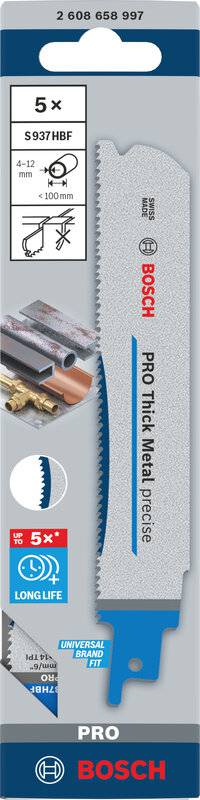 bos-2608658997-bosch-s937hbf-150mm-metal-reciprocating-saw-blades-pack-of-5-01.jpg Bosch S937HBF 150mm Metal Reciprocating Saw Blades - Pack of 5 - Image 1