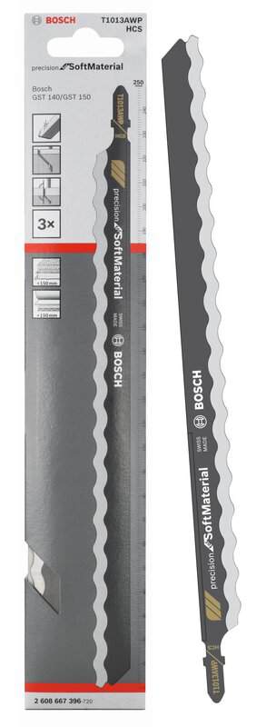 bos-2608667396-bosch-t1013awp-250mm-hcs-precision-softmaterial-jigsaw-blade-01.jpg Bosch T1013AWP 250mm HCS Precision Softmaterial Jigsaw Blades - Pack of 3 - Image 1