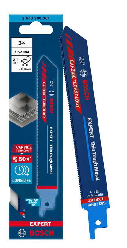 bos-2608900361-bosch-s922ehm-150mm-18tpi-reciprocating-saw-blades-pack-of-3-01.jpg Bosch S922EHM 150mm 18TPI Reciprocating Saw Blades - Pack of 3 - Image 1