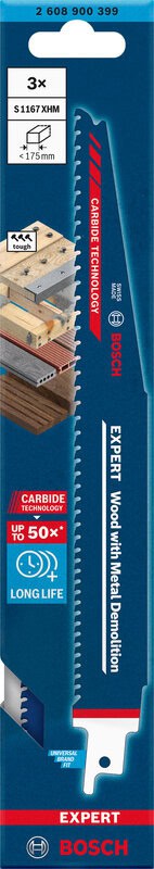 bos-2608900399-bosch-s1167xhm-225mm-5-7tpi-reciprocating-saw-blades-pack-of-01.jpg Bosch S1167XHM 225mm 5-7TPI Reciprocating Saw Blades - Pack of 3 - Image 1