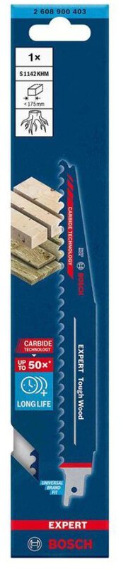 bos-2608900403-bosch-s1142khm-225mm-3tpi-tough-wood-reciprocating-saw-blade-01.jpg Bosch S1142KHM 225mm 3TPI Tough Wood Reciprocating Saw Blade - Image 1