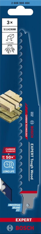 bos-2608900404-bosch-s1142khm-225mm-3tpi-reciprocating-saw-blades-pack-of-3-01.jpg Bosch S1142KHM 225mm 3TPI Reciprocating Saw Blades - Pack of 3 - Image 1