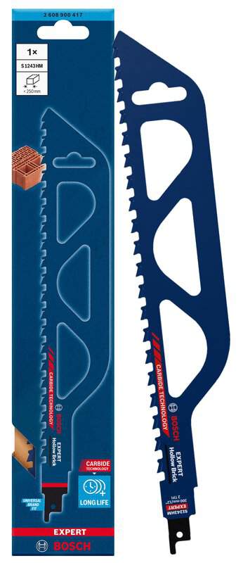 bos-2608900417-bosch-s1243hm-tc-300mm-hollow-brick-reciprocating-saw-blade-01.jpg Bosch S1243HM/TC 300mm Hollow Brick Reciprocating Saw Blade - Pack of 1 - Image 1