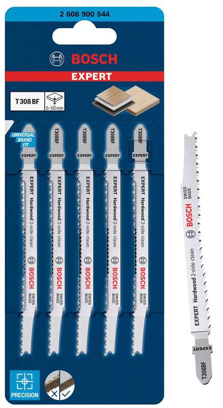 bos-2608900544-bosch-t308bf-117mm-bim-jigsaw-blades-pack-of-5-01.jpg Bosch T308BF 117mm BIM Jigsaw Blades - Pack of 5 - Image 1
