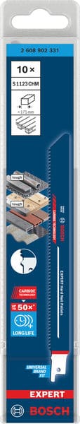 bos-2608902331-bosch-s1123chm-225mm-8tpi-reciprocating-saw-blades-pack-of-1-01.jpg Bosch S1123CHM 225mm 8TPI Reciprocating Saw Blades - Pack of 10 - Image 1