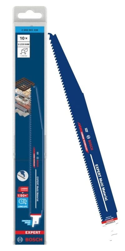 bos-2608902338-bosch-s1259xhm-300mm-multi-material-reciprocating-saw-blades-01.jpg Bosch S1259XHM 300mm Multi-Material Reciprocating Saw Blades - Pack of 10 - Image 1