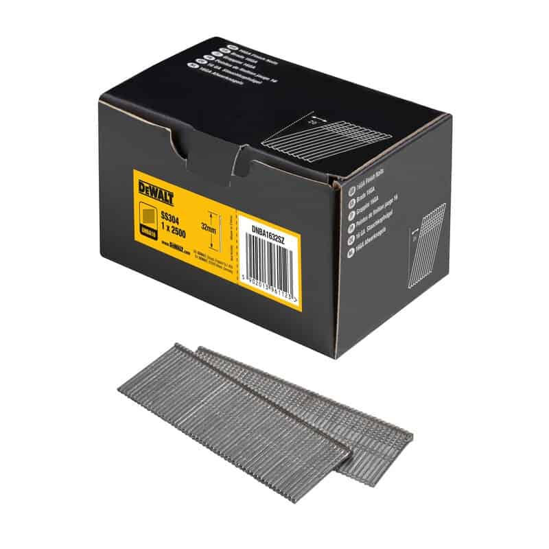 dew-dnba1632sz-dewalt-dnba1632sz-32mm-16g-angled-finish-nails-pack-of-2500-01.jpg DeWalt DNBA1632SZ 32mm 16g Angled Finish Nails - Pack of 2500 - Image 1