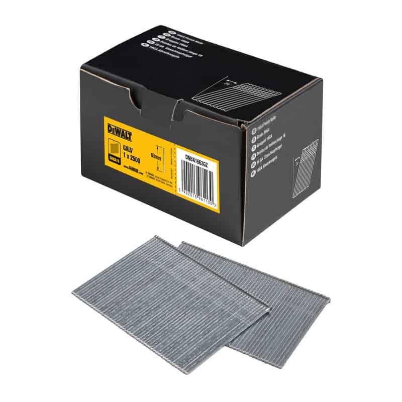 dew-dnba1663gz-dewalt-dnba1663gz-63mm-16g-angled-finish-nails-pack-of-2500-01.jpg DeWalt DNBA1663GZ 63mm 16G Angled Finish Nails - Pack of 2500 - Image 1