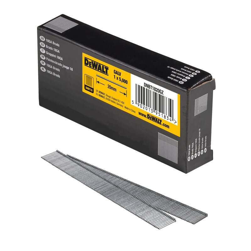 dew-dnbt1820gz-dewalt-dnbt1820gz-20mm-18g-brad-nails-pack-of-5000-01.jpg DeWalt DNBT1820GZ 20mm 18G Brad Nails - Pack of 5000 - Image 1