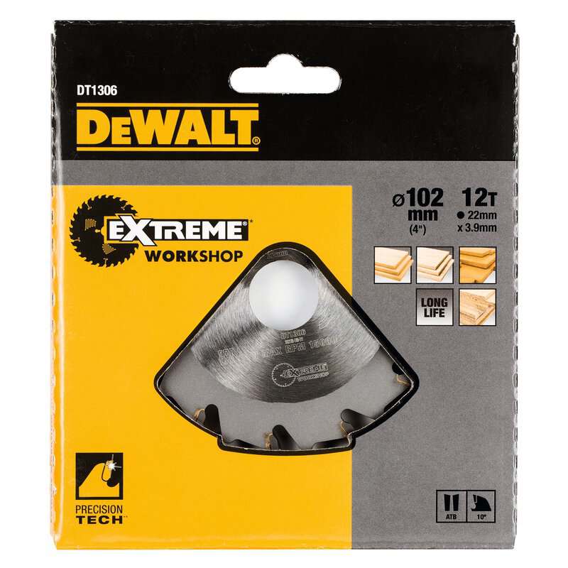 dew-dt1306-qz-dewalt-dt1306-qz-102mm-x-22mm-x-12t-extreme-blade-01.jpg DeWalt DT1306-QZ 102mm x 22mm x 12T EXTREME Blade - Image 1