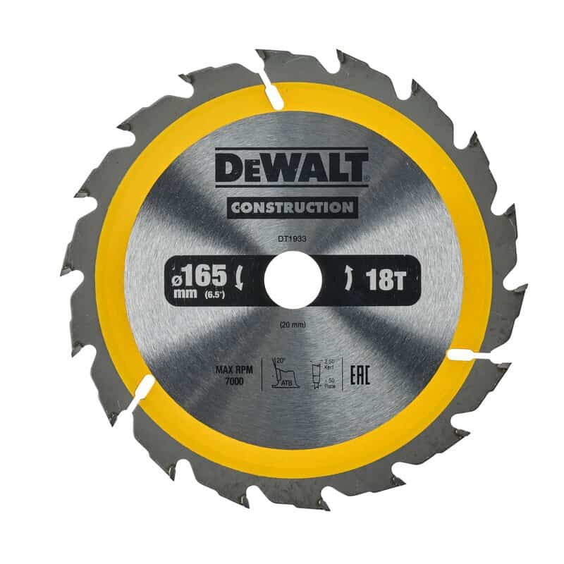 dew-dt1933-qz-dewalt-dt1933-qz-165mm-x-20mm-18t-circular-saw-blade-01.jpg DeWalt DT1933-QZ 165mm x 20mm 18T Circular Saw Blade - Image 1