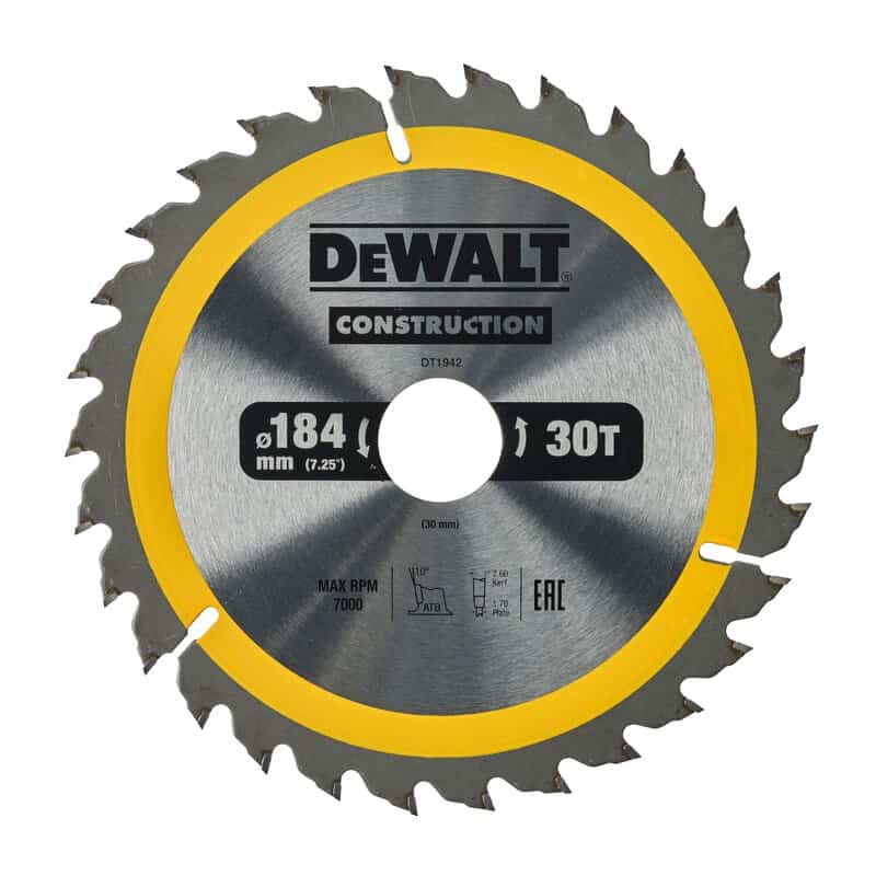 dew-dt1942-qz-dewalt-dt1942-qz-184mm-x-30mm-30t-construction-saw-blade-01.jpg DeWalt DT1942-QZ 184mm x 30mm 30T Construction Saw Blade - Image 1