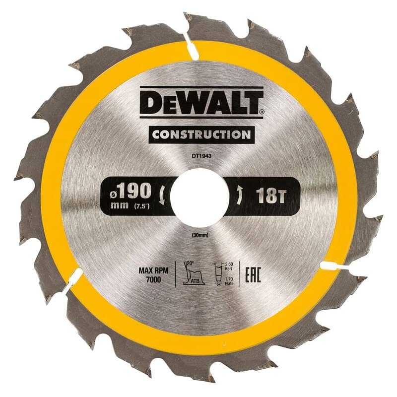 dew-dt1943-qz-dewalt-dt1943-qz-190mm-x-30mm-18t-circular-saw-blade-01.jpg DeWalt DT1943-QZ 190mm x 30mm 18T Circular Saw Blade - Image 1
