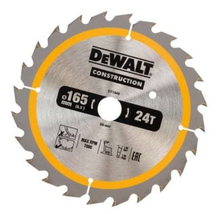 dew-dt1949-qz-dewalt-dt1949-qz-165mm-x-20mm-x-24t-construction-saw-blade-01.jpg DeWalt DT1949-QZ 165mm x 20mm x 24T Construction Saw Blade - Image 1