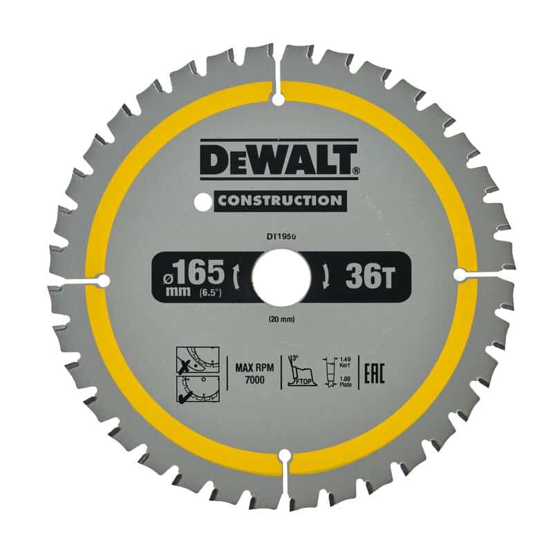 dew-dt1950-qz-dewalt-dt1950-qz-165mm-x-20mm-x-36t-construction-for-wood-bl-01.jpg DeWalt DT1950-QZ 165mm x 20mm x 36T Construction for Wood Blade - Image 1