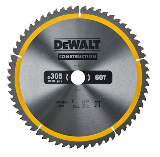 dew-dt1960-qz-dewalt-dt1960-qz-305mm-x-30mm-60t-construction-saw-blade-01.jpg DeWalt DT1960-QZ 305mm x 30mm 60T Construction Saw Blade - Image 1
