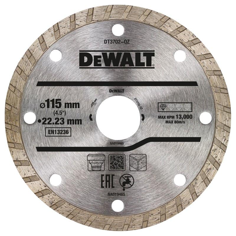 dew-dt3702-qz-dewalt-dt3702-qz-115mm-x-22-23mm-diamond-cutting-disc-01.jpg DeWalt DT3702-QZ 115mm x 22.23mm Diamond Cutting Disc - Image 1