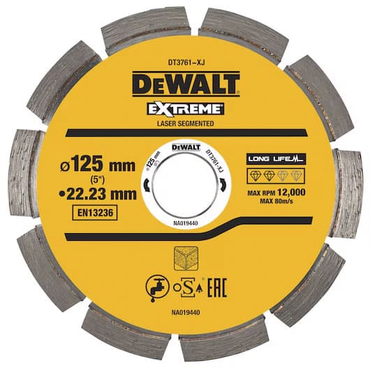 dew-dt3761-xj-dewalt-dt3761-125mm-x-22-23mm-x-2mm-diamond-cutting-blade-01.jpg DeWalt DT3761 125mm x 22.23mm x 2mm Diamond Cutting Blade - Image 1
