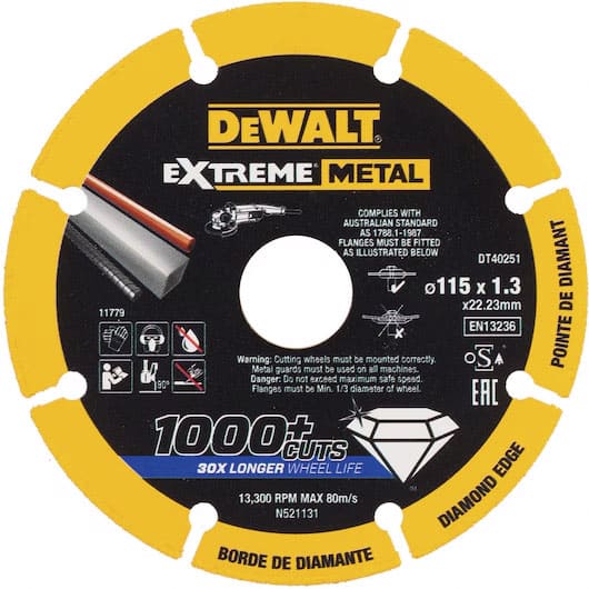 dew-dt40251-qz-dewalt-dt40251-115mm-x-22-23mm-x-1-3mm-metal-cutting-blade-01.jpg DeWalt DT40251 115mm x 22.23mm x 1.3mm Metal Cutting Blade - Image 1