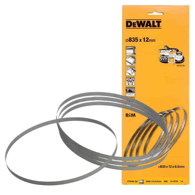 dew-dt8463-qz-dewalt-dt8463-qz-835mm-x-12mm-14-18tpi-bandsaw-blades-pack-o-01.jpg DeWalt DT8463-QZ 835mm x 12mm 14/18TPI Bandsaw Blades - Pack of 4 - Image 1