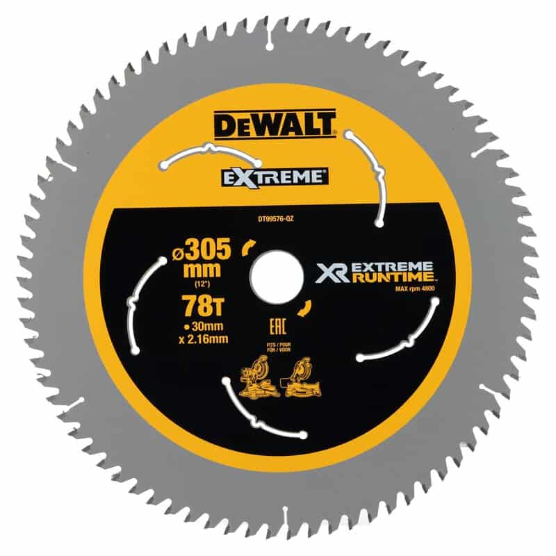 dew-dt99576-qz-dewalt-dt99576-qz-305mm-x-30mm-78t-mitre-saw-blade-01.jpg DeWalt DT99576-QZ 305mm x 30mm 78T Mitre Saw Blade - Image 1