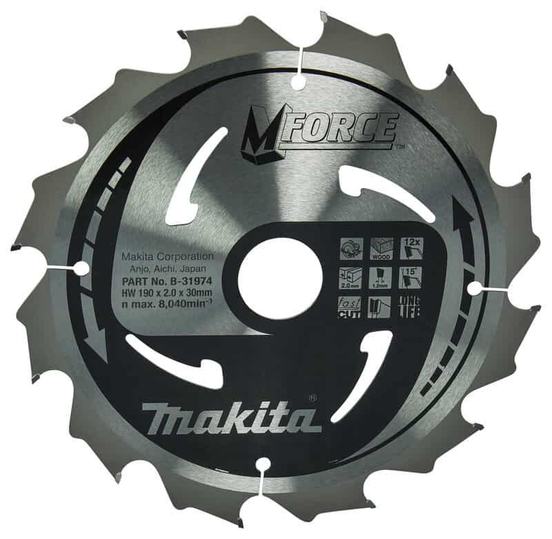 mak-b-31974-makita-b-31974-mforce-190mm-x-30mm-12t-wood-circular-saw-bla-01.jpg Makita B-31974 MFORCE 190mm x 30mm 12T Wood Circular Saw Blade - Image 1